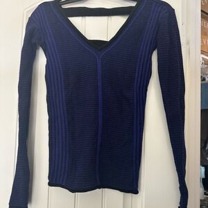 Armani Exchange Blue Ribbed Fitted sweater